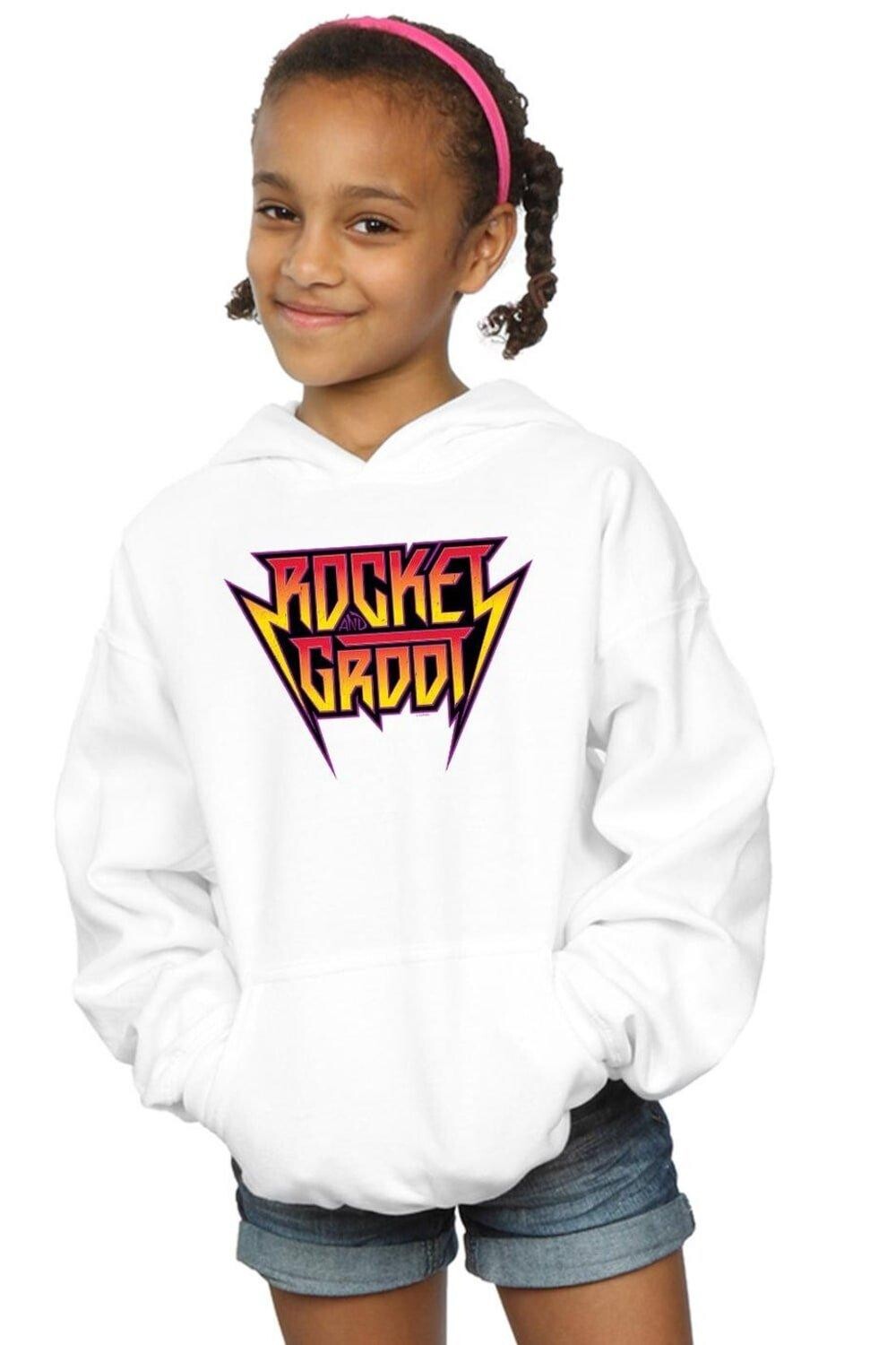 

Стражи Галактики Том. Толстовка с металлическим логотипом 2 Rocket And Groot Marvel, белый