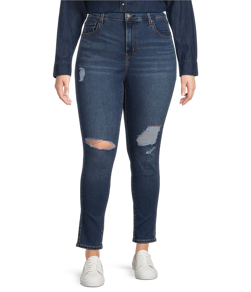 

Джинсы скинни Levi's Plus Size 721 с высокой посадкой и деструкцией, синий