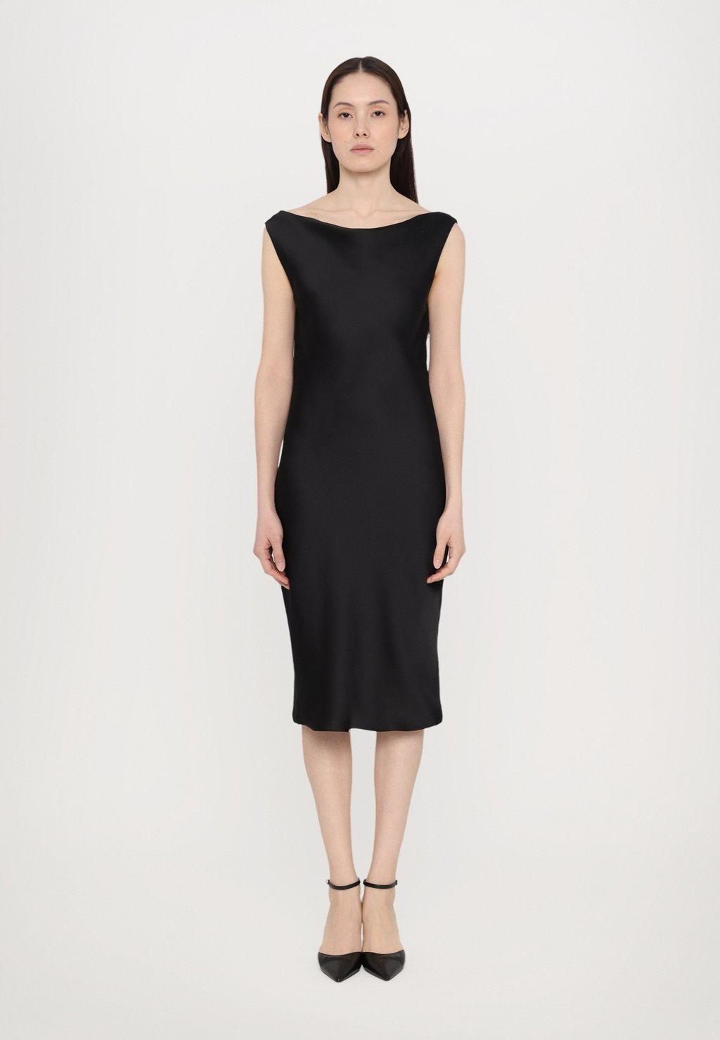 

Платье SLEEVELESS LOW BACK DRAPE DRESS BELOW KNEE Norma Kamali, черный