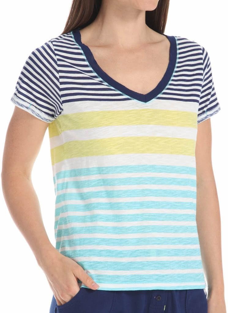 

Женская футболка для сна с V-образным вырезом от Tommy Hilfiger, Blue Multi Stripe