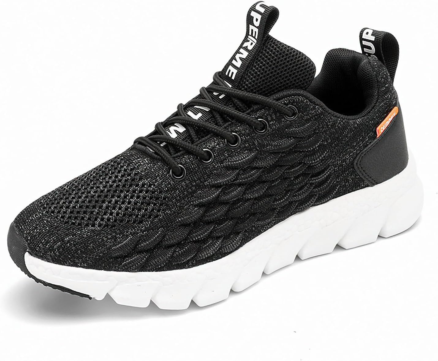 

Мужские кроссовки Exusiai Mens Walking, модные, дышащие, с сеткой, без застежек, повседневные, противоскользящие, упругие, удобные, для спортивной активности, белый/черный