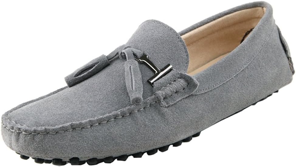 

Мужские повседневные мокасины из замши с кисточками, лодочные туфли с отделкой пенни LITNERMIA, светло-серый