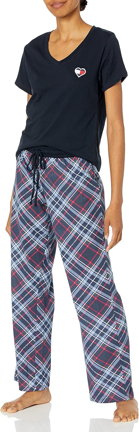

Женский пижамный комплект Tommy Hilfiger из топа и брюк с логотипом, цвет Allover Tommy W. Flag, размер L (США), Tommy Tartan Logo Plaid