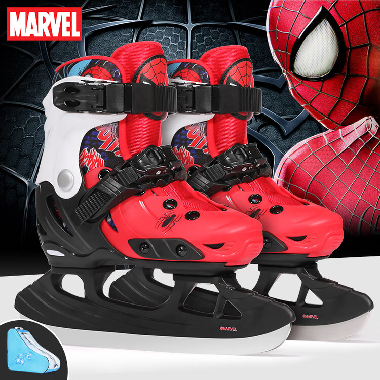 

TKH Коньки для фигурного катания Disney для мужчин и женщин, лезвия для начинающих и продвинутых, жесткий противоударный корпус, новые ботинки Человек-паук + сумка, размер M M31-34