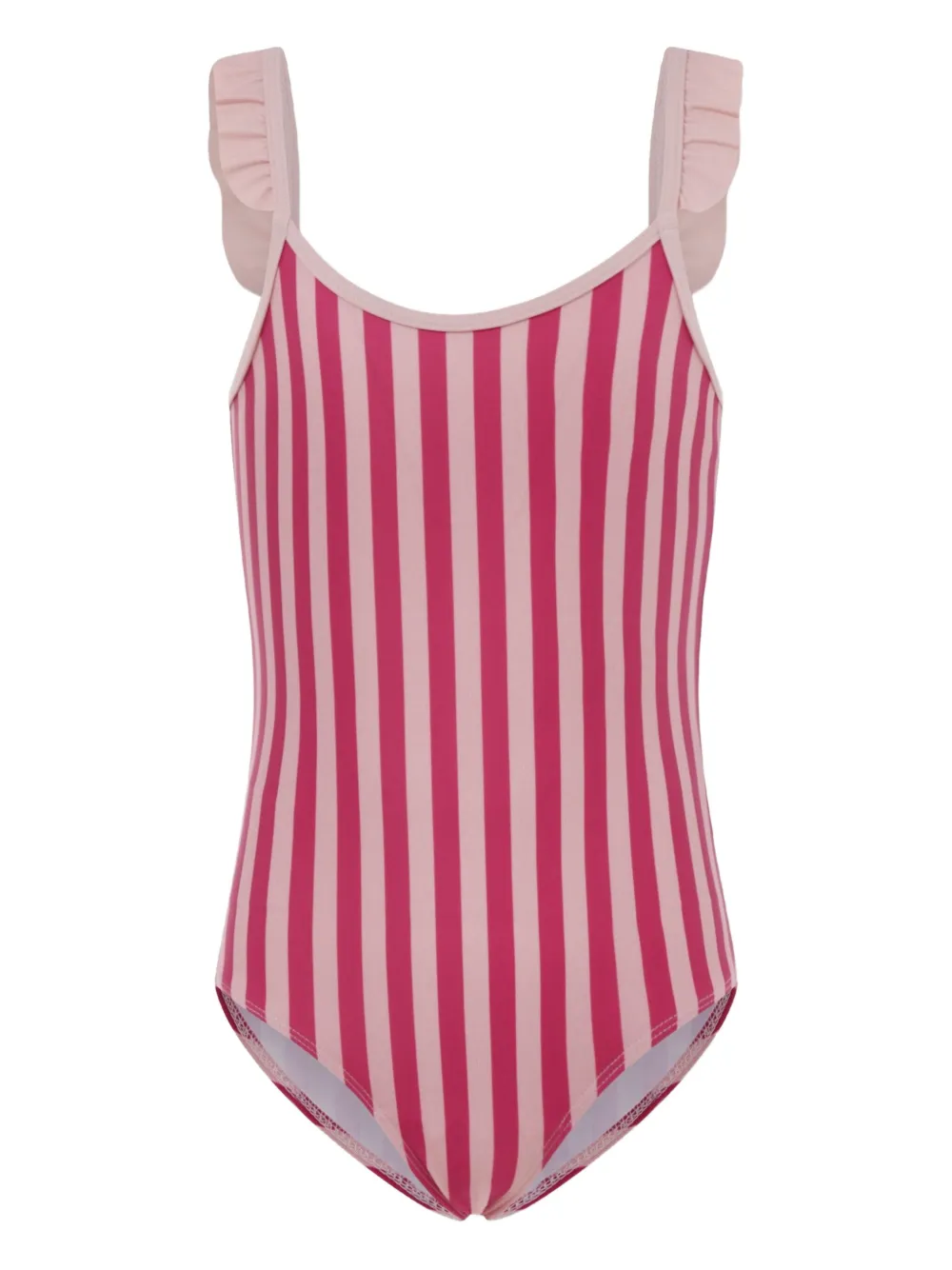 

Купальник в полоску с рюшами Petit Bateau, розовый