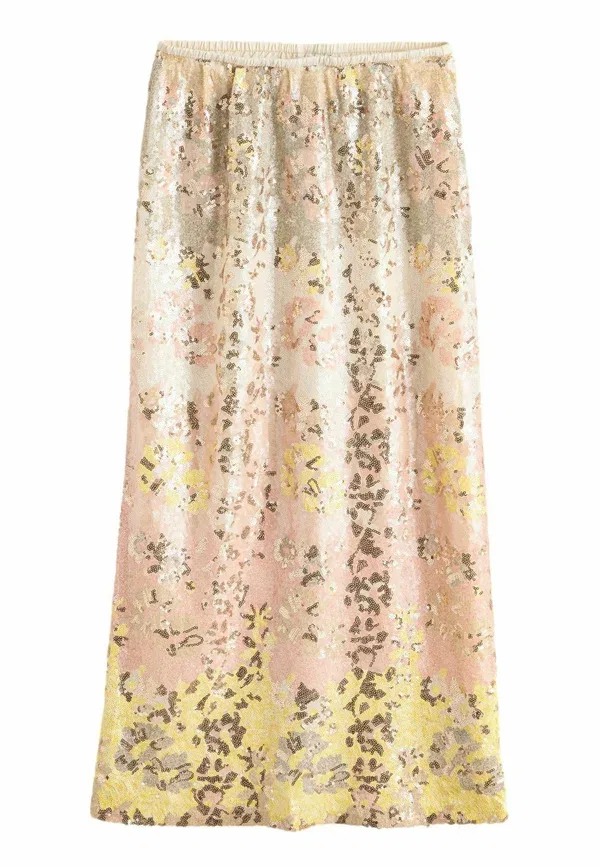 Юбка макси Regular fit Tabitha Simmons x Floral, розово-желтая с пайетками — фото 4