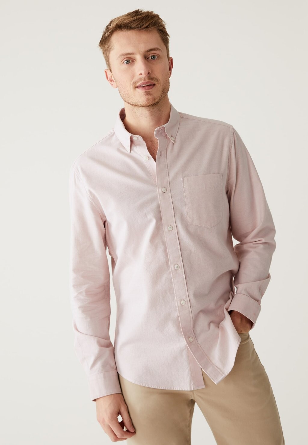 

Рубашка Slim Fit Pure Cotton Oxford Marks & Spencer, цвет pink