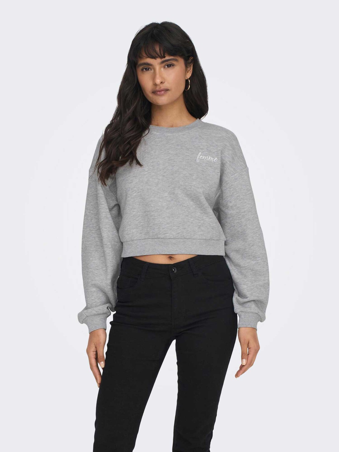 

Блуза Only ONLODESSA L/S SHORT O-NECK CC SWT, серый
