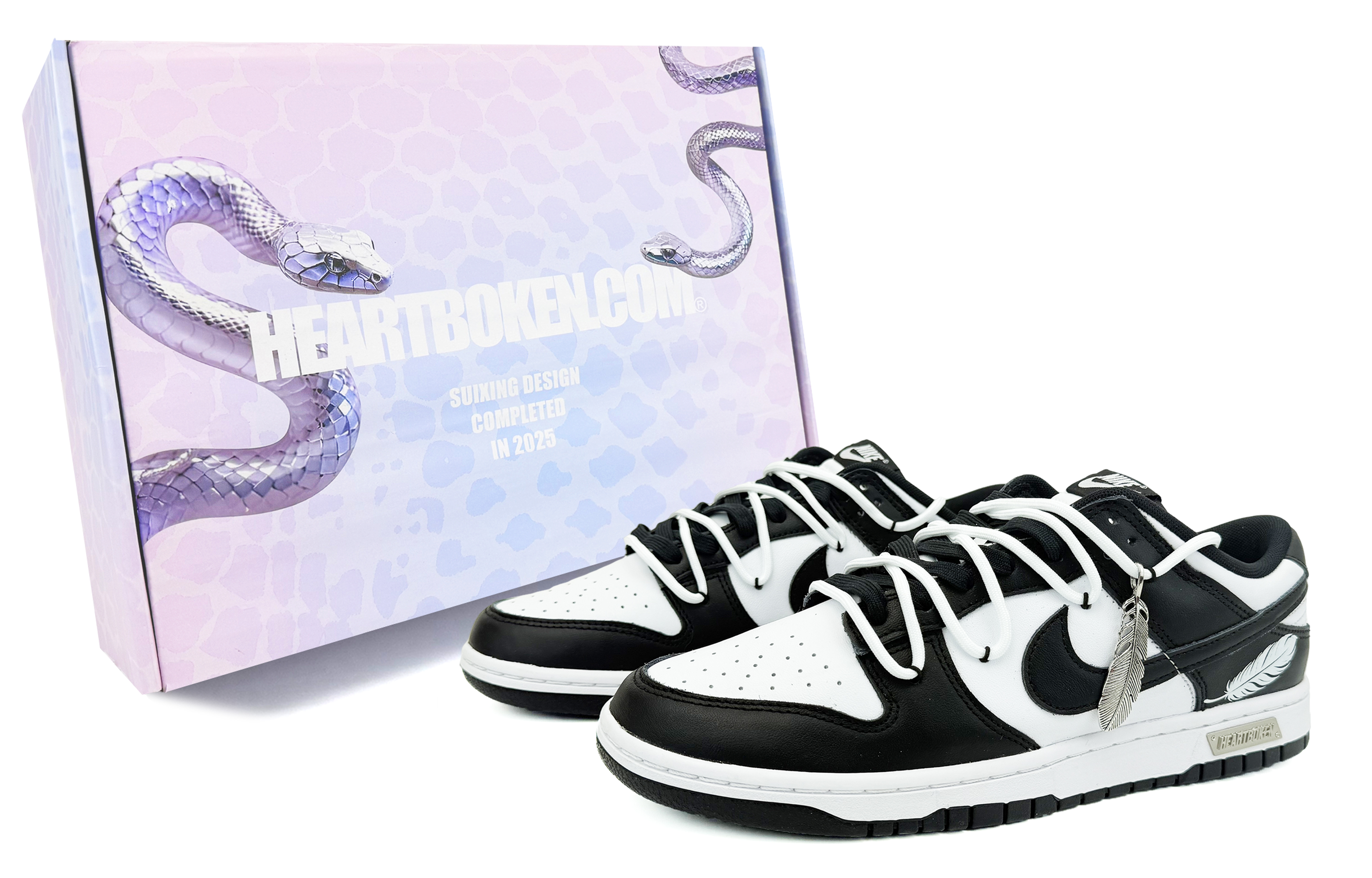 

Nike Кроссовки для скейтбординга Dunk Heartfelt, Feather, Box Coverage с амортизацией, износостойкие, низкие, мужские, черно-белые