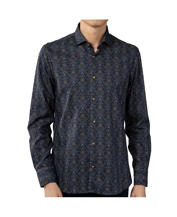 

Мужская рубашка Navy Paisley в жаккарде Luchiano Visconti, синий