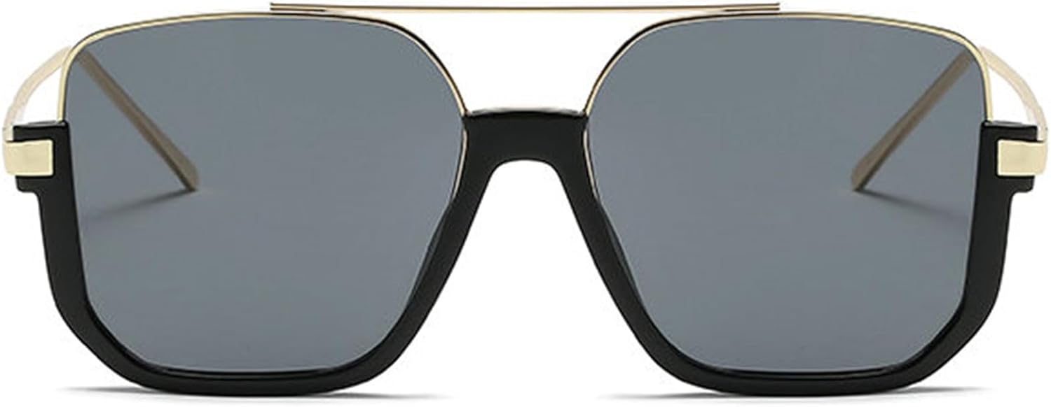 

Willochra Модные винтажные большие квадратные солнцезащитные очки в полуметаллической оправе с защитой от УФ-излучения UV400 для женщин и мужчин. Модные солнцезащитные очки-пилот, C5