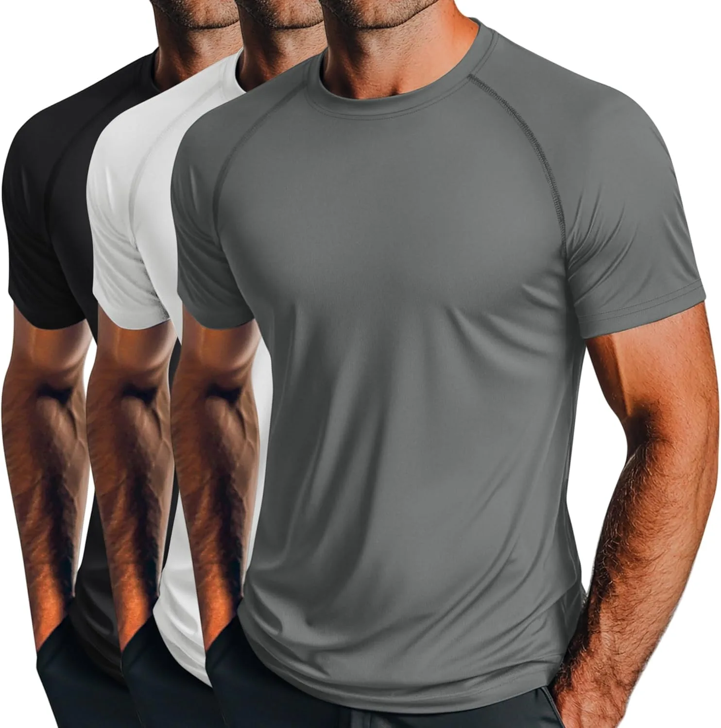 

Huukeay 3 шт мужские футболки с коротким рукавом для плавания, UPF 50+