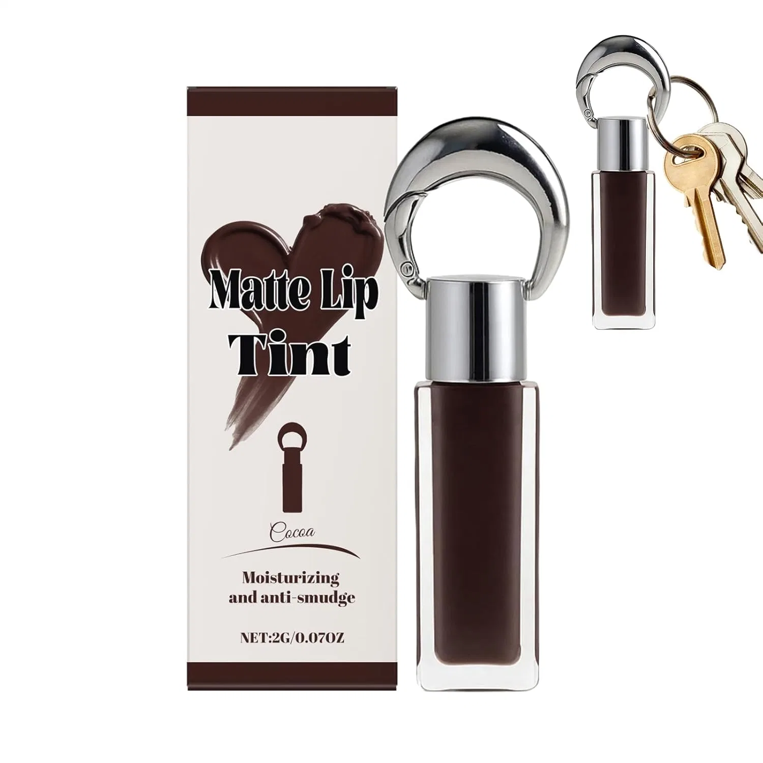 Бальзам для губ Shiny с высокой пигментацией и брелоком Tyinerc, Cocoa Colour