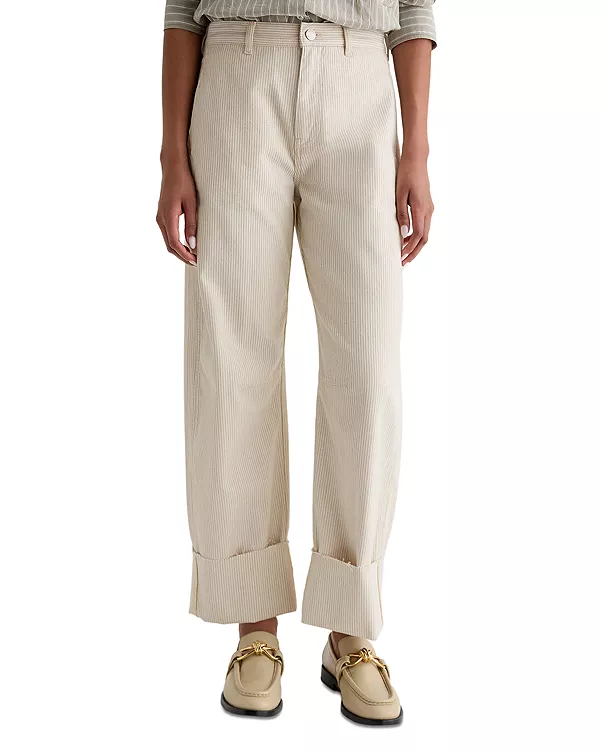 

Джинсы Mercer с высокой посадкой и широкими штанинами, цвет румяный холст. Ag, белый