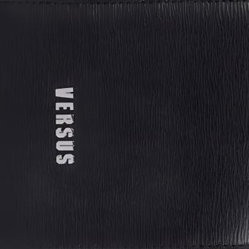 VERSACE Фансиже Тисненая кожаная монетница для мужчин черная — фото 4