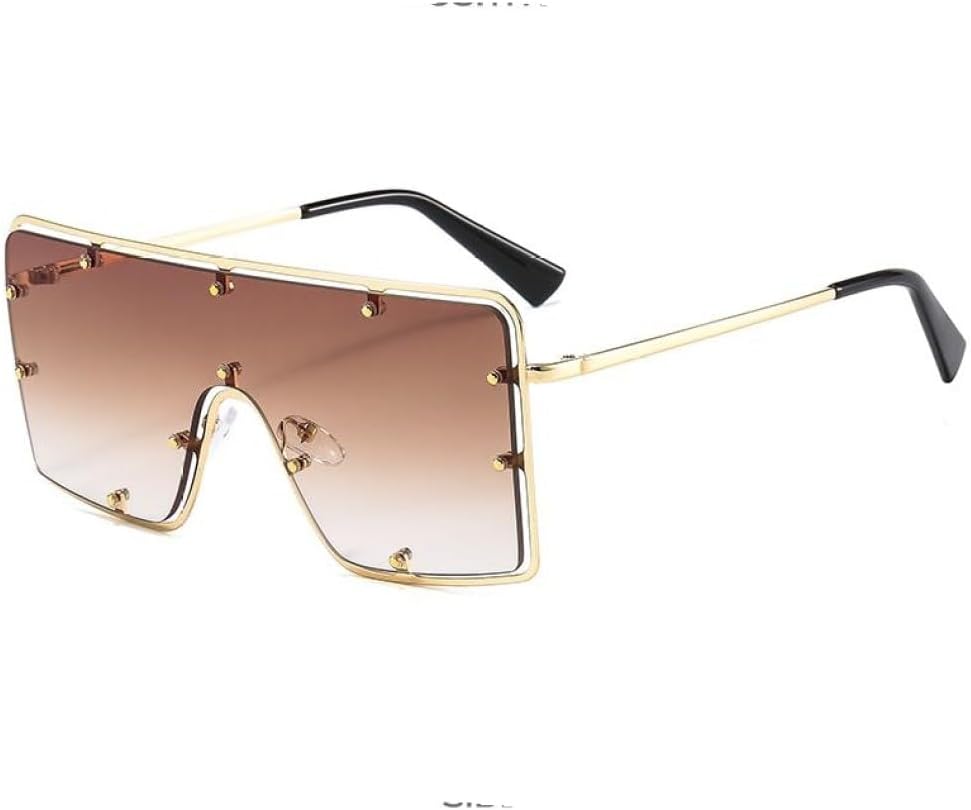 

Модные солнцезащитные очки-маска прямоугольной формы для мужчин и женщин, оправа из сплава, градиентные линзы, черные и коричневые, винтажный стиль, роскошь LVTFCO, C3