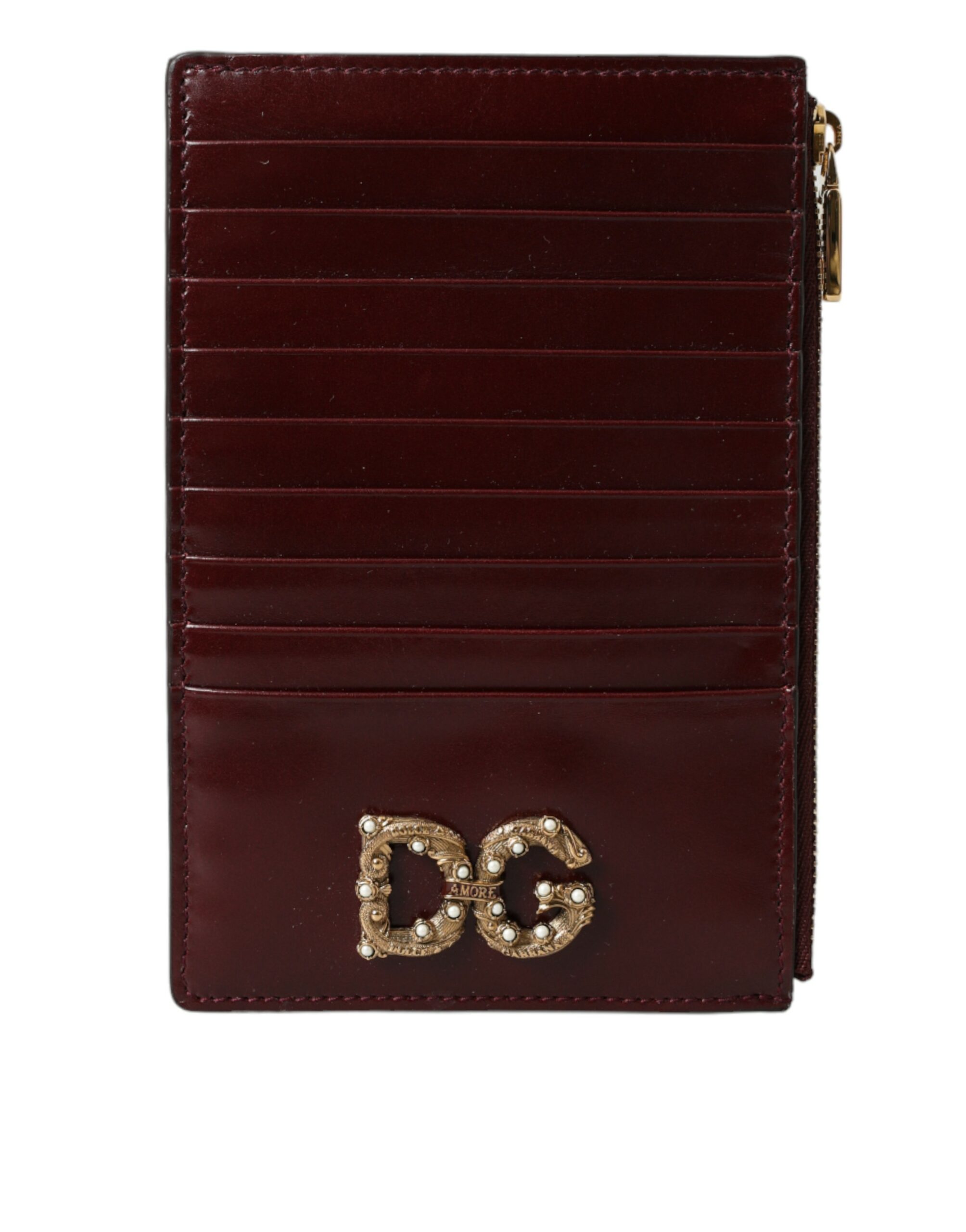 

Кошелек для карт из бордовой кожи Dolce & Gabbana