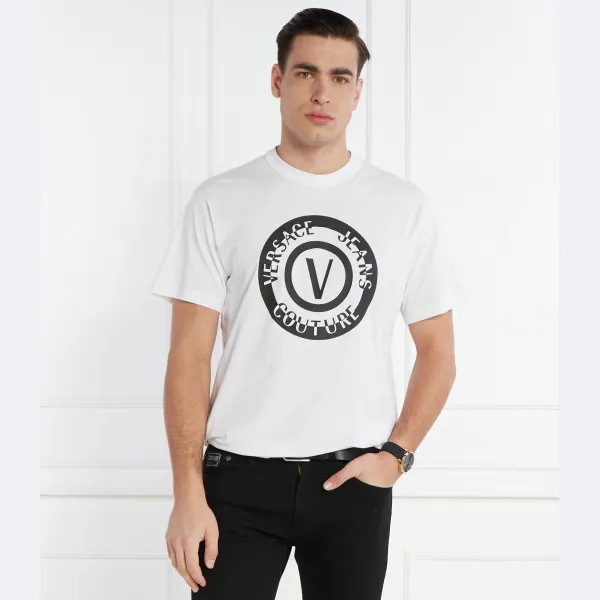 Футболки стандартного кроя с трафаретным принтом Versace, белый — фото 2