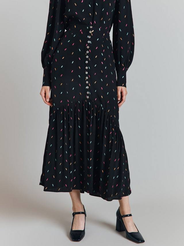 

Юбка миди из плюща-креп Ghost, Black