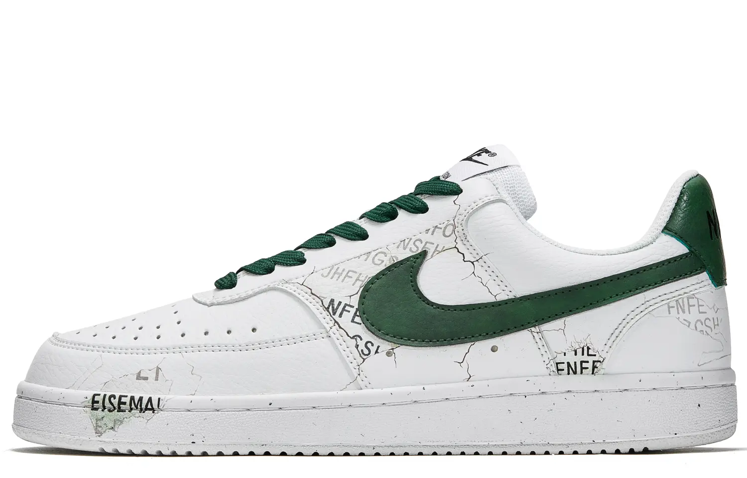 

Nike Кроссовки для скейтборда Court Borough Free Panda Wild Moss с противоскользящим и износостойким балансом, низкие, мужские, белые, зеленые