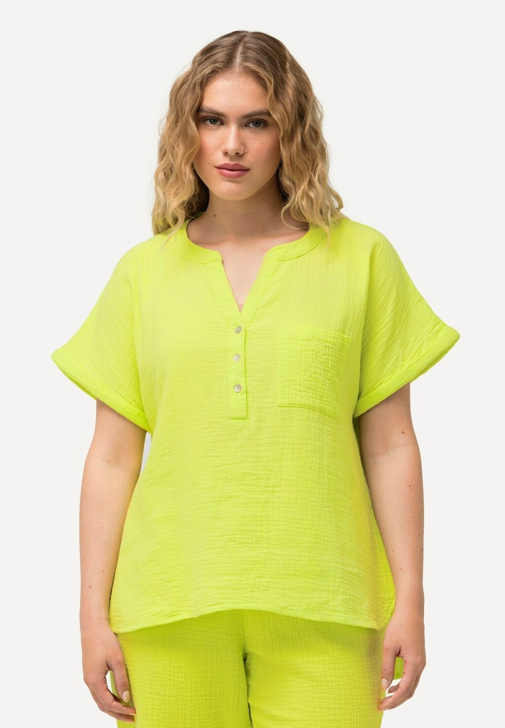 

Блуза SHORT SLEEVE Ulla Popken, неоновый зеленый