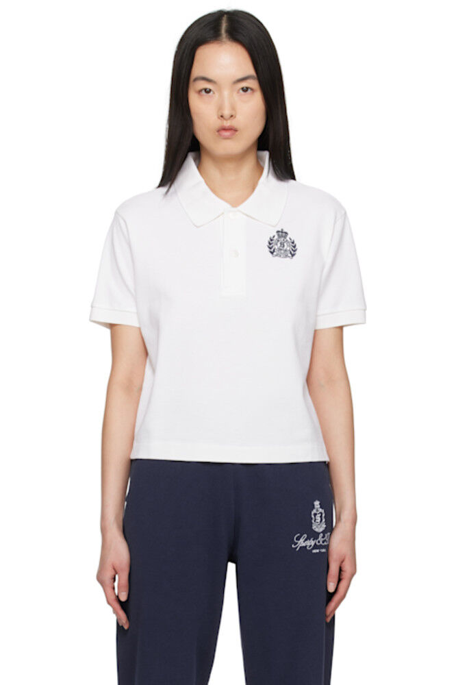 

Белый H&W Crest Pique Polo Sporty & Rich