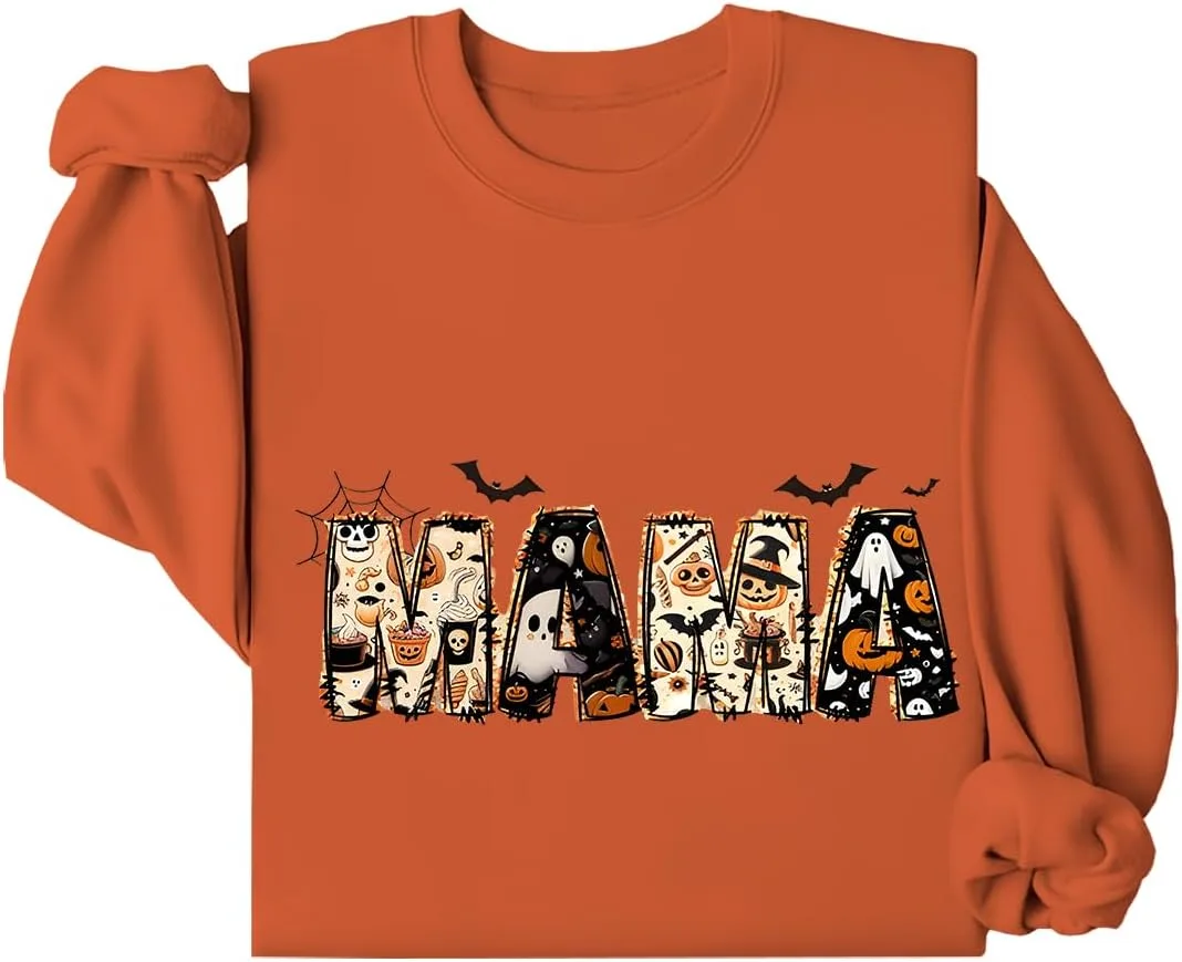 

Толстовка с принтом "Mama" и тыквами на Хэллоуин