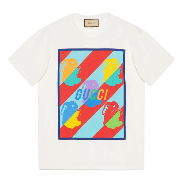 

Футболка bunny print cotton jersey t-shirt 'white' Gucci, белый