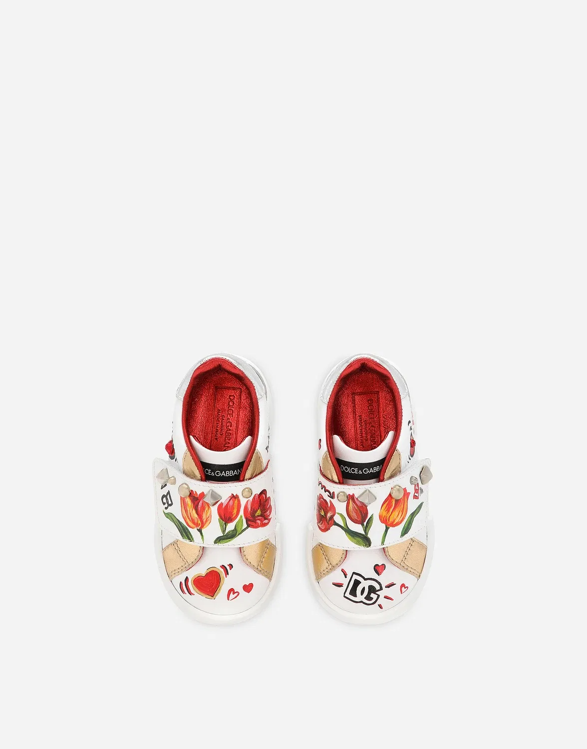 Низкие кеды из телячьей кожи с принтом Dolce&Gabbana, мультиколор — фото 4