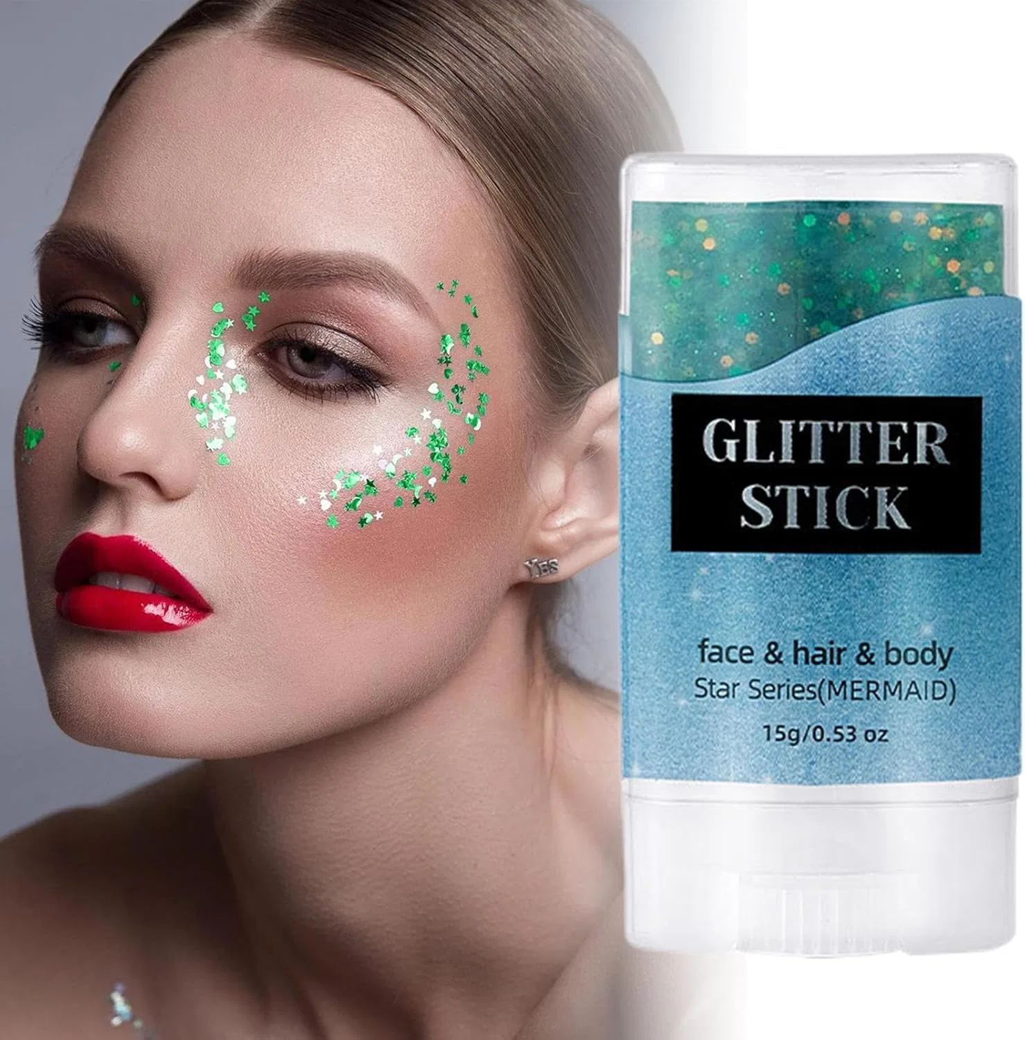 Глиттер-стик для тела и лица, зеленый — фото 3