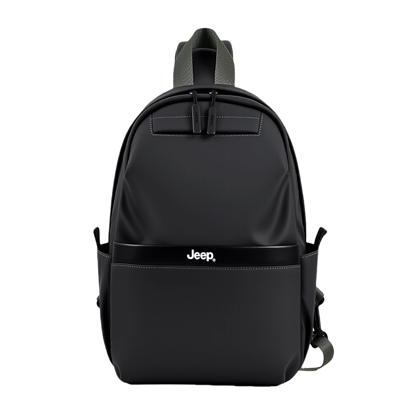 

Jeep Классическая мужская сумка-слинг Oxford с кожаным покрытием Regular черная