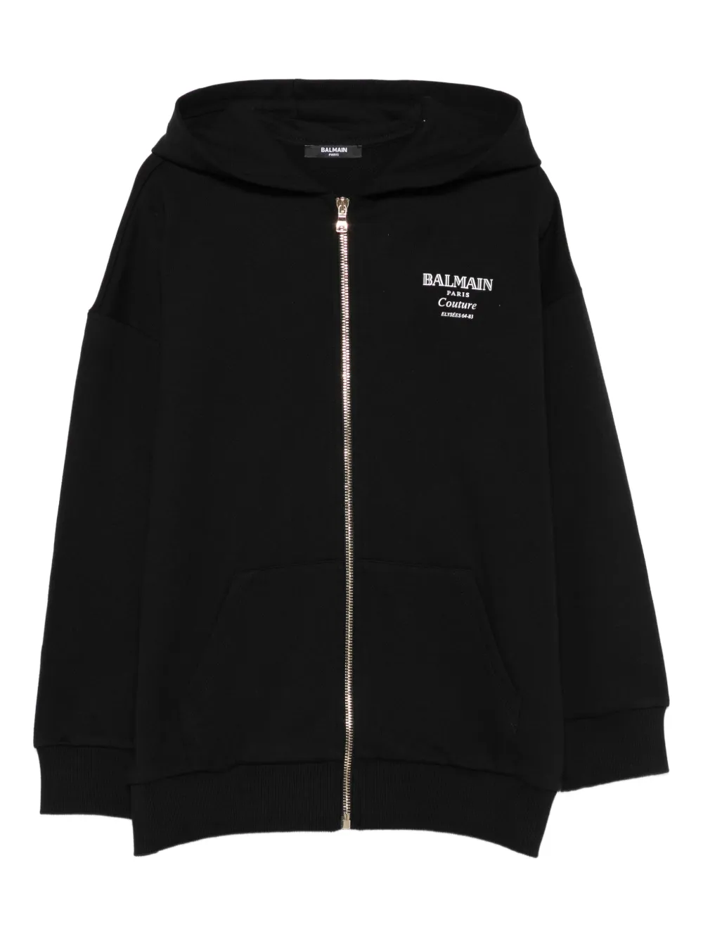 

Худи на молнии с логотипом Balmain Kids, черный