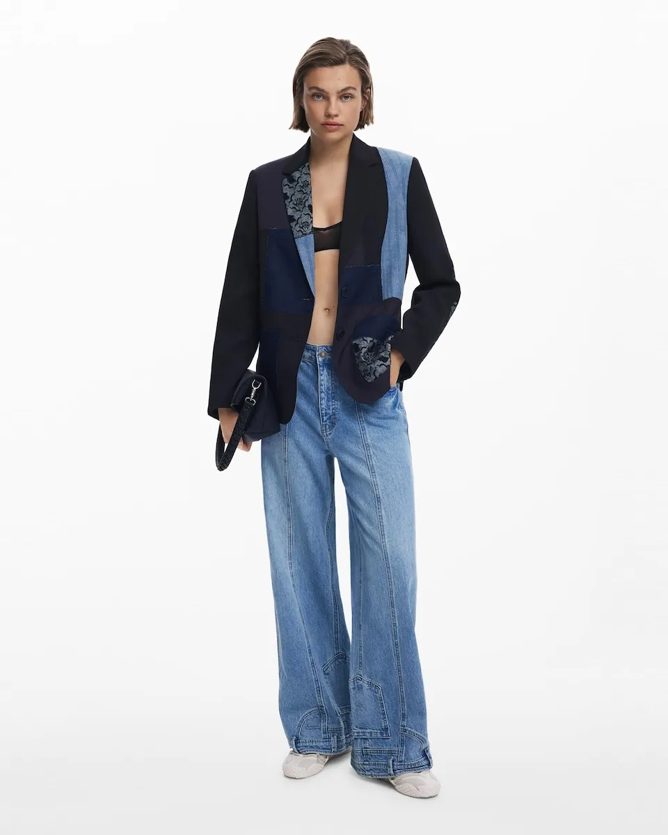 

Женский лоскутный пиджак Desigual, черный