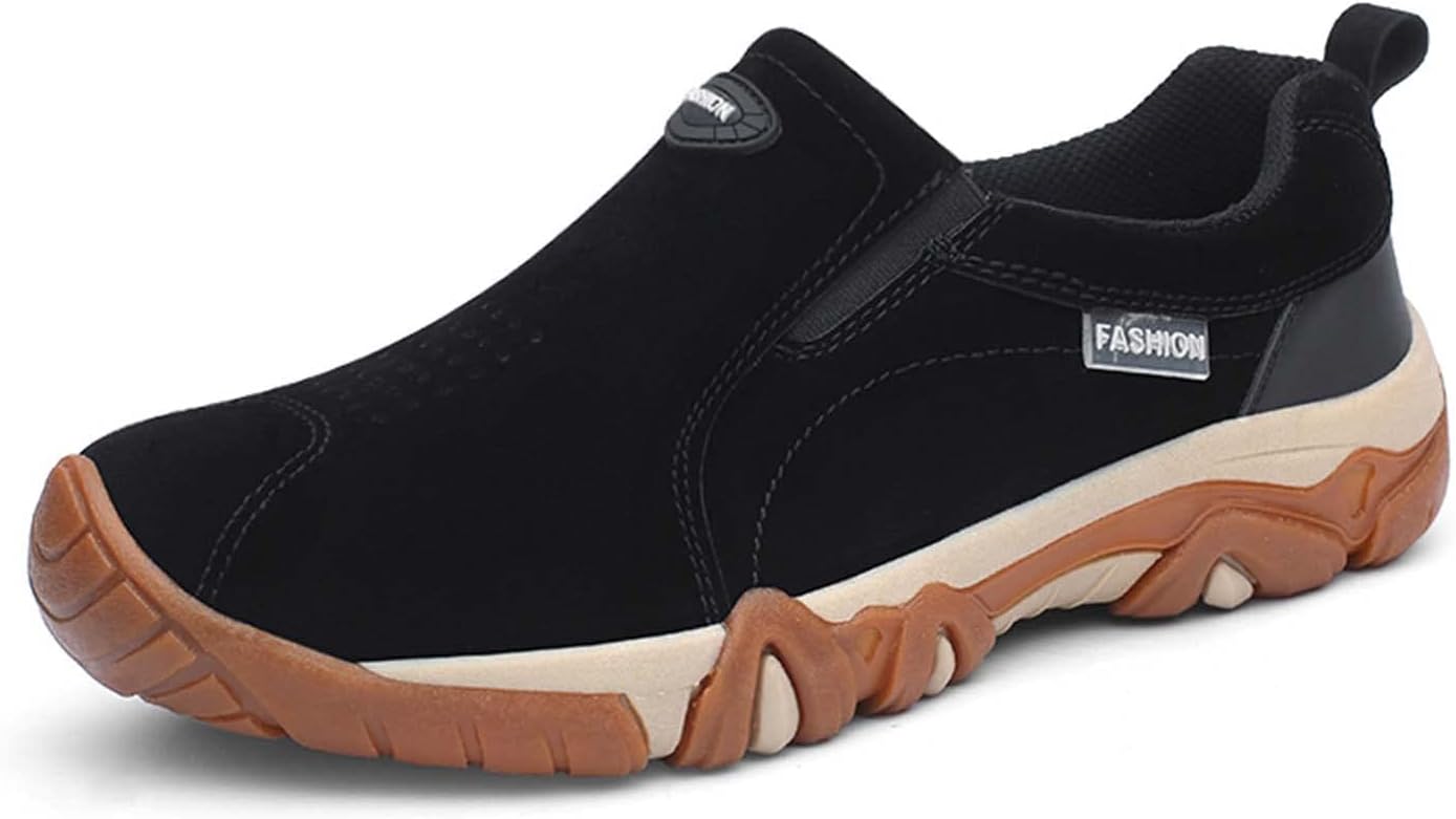 

Мужские походные кроссовки Eliogn с наружным протектором, нескользящие для кросс-кантри и прогулок, низкие кроссовки на молнии для мужчин, черный