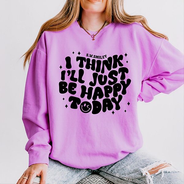 

SWSmiley i'll just be happy today легкий свитшот с эффектом garment dyed Simply Sage Market, Neon Violet, Зеленый, SWSmiley i'll just be happy today легкий свитшот с эффектом garment dyed Simply Sage Market, Neon Violet