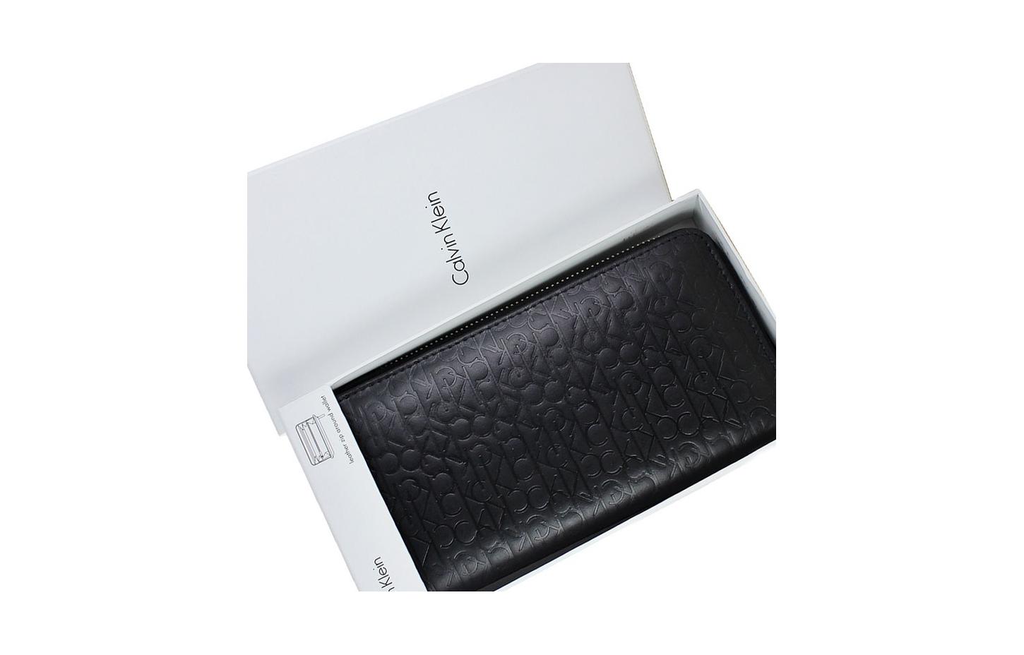 

Calvin Klein Кожаный клатч кошелек мужской черный, Bag+Box Style