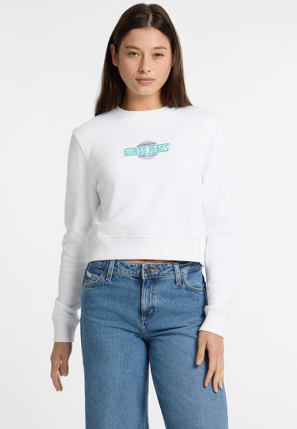 

Толстовка CROPPED LOGO Guess Jeans, белый