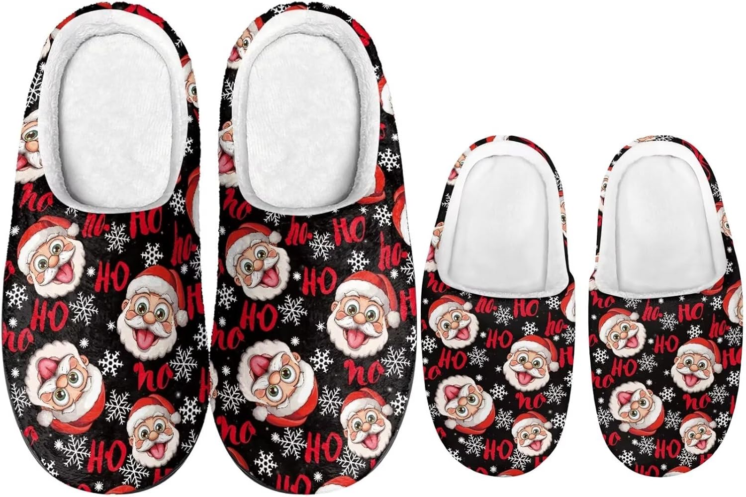 

Рождественские тапочки для всей семьи с подошвой TPR для мужчин и женщин, домашние/тапочки, пушистые с резиновой подошвой Dngkaoje, черный