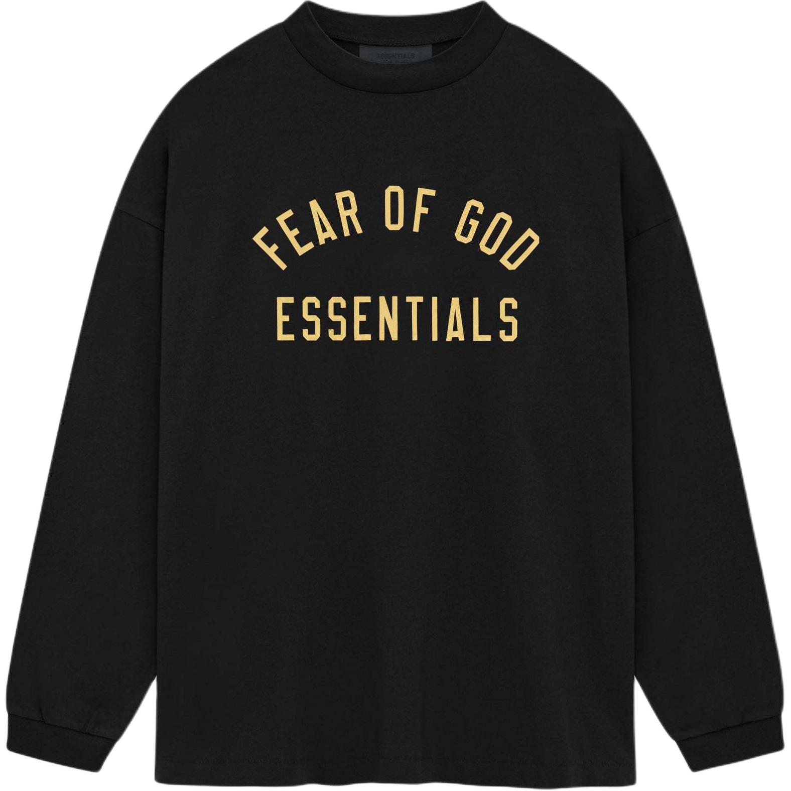 Джерси Футболка с Длинным Рукавом Fear Of God Essentials, Обсидиановый Черный/Черный — фото 2