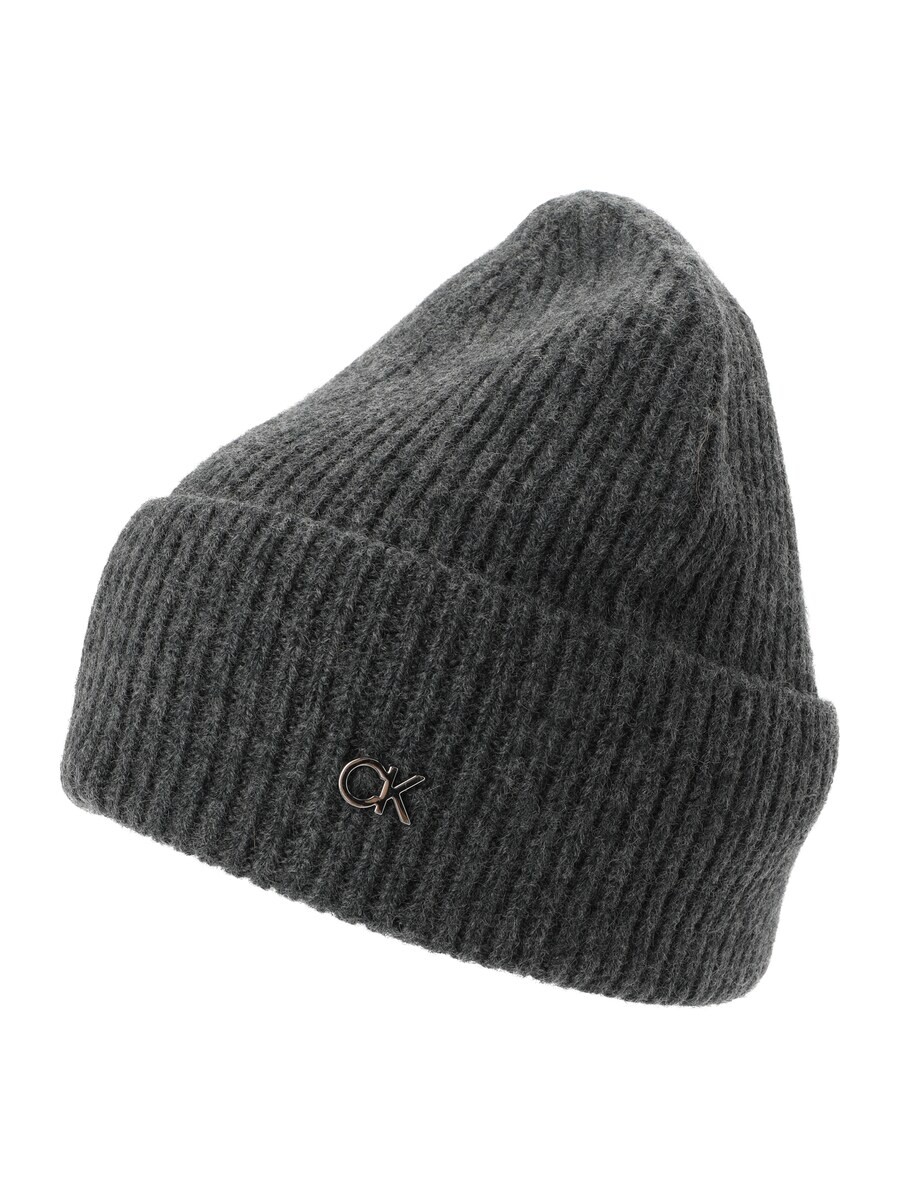 

Шапка Calvin Klein Beanie, пятнистый серый