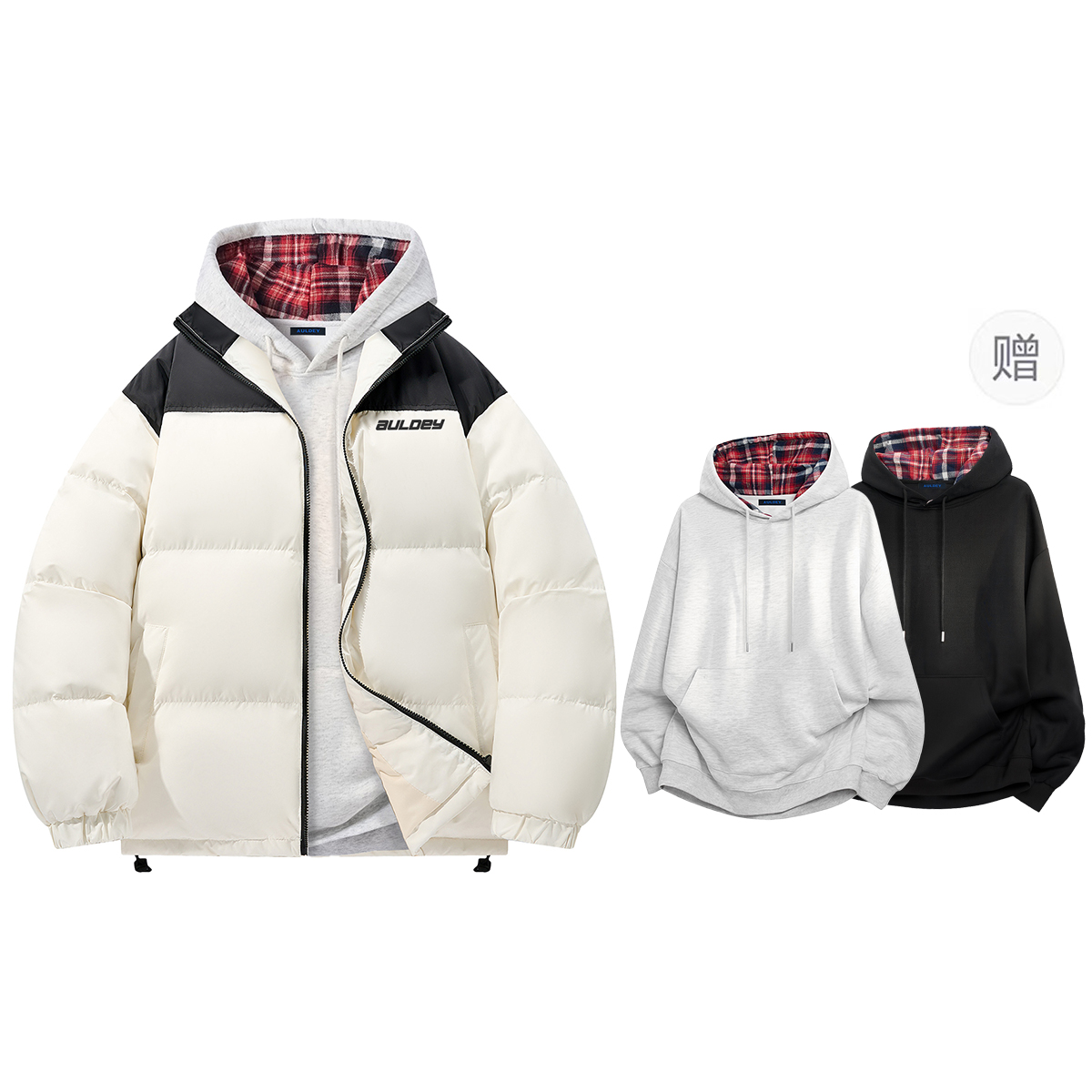 

Пуховик Unisex с воротником стойкой и подкладкой из флиса AULDEY, бежевый & черный[upgraded 90 fleece & красный checkeкрасный hat shirt]