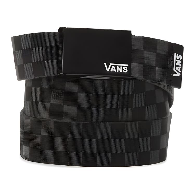

Кожаный ремень мужской серо-черный клетка Vans