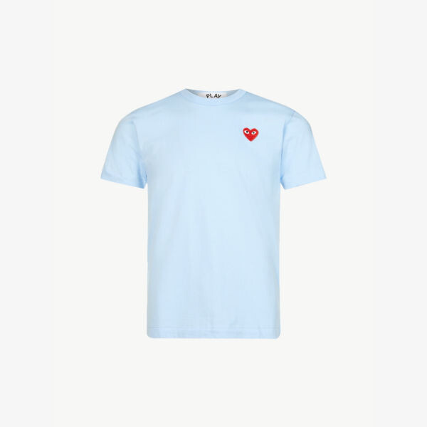 

Футболка из хлопкового джерси с сердечками Comme des Garçons, синий