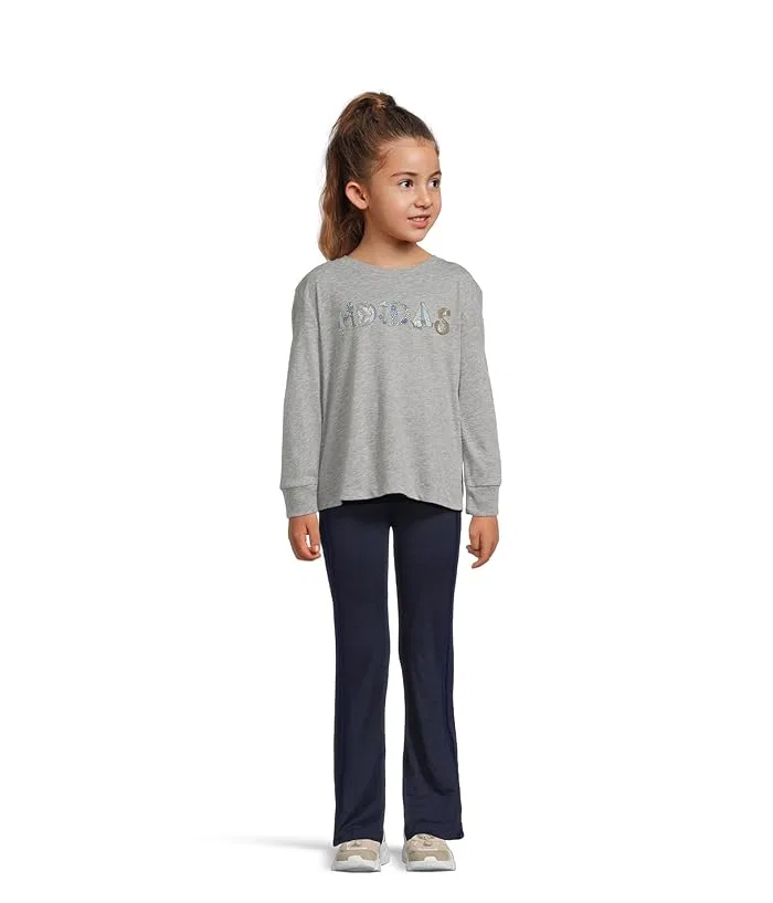 Детский спортивный костюм Graphic Heather Tee Flare Pant Set Adidas Kids, Medium Grey Heather