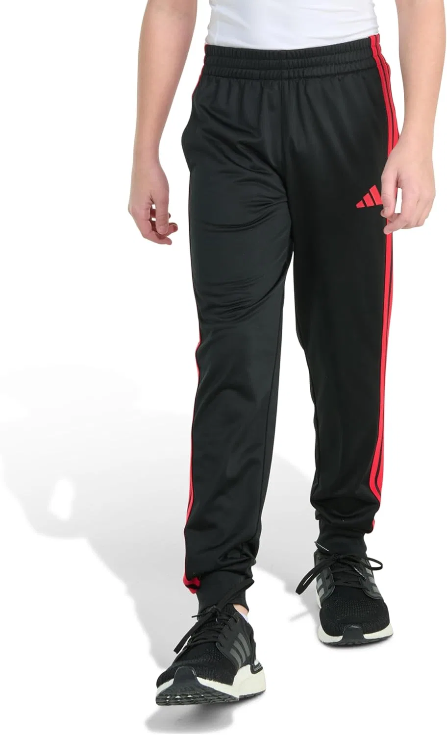 Детские спортивные брюки Adidas Tricot 3-Stripe Jogger, Black With Red