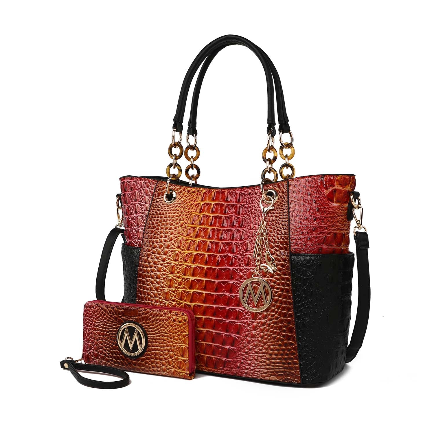 

Женский комплект из сумки-тоут и кошелька Bonita Croco от Mia K Mkf Collection By Mia K., коралловый