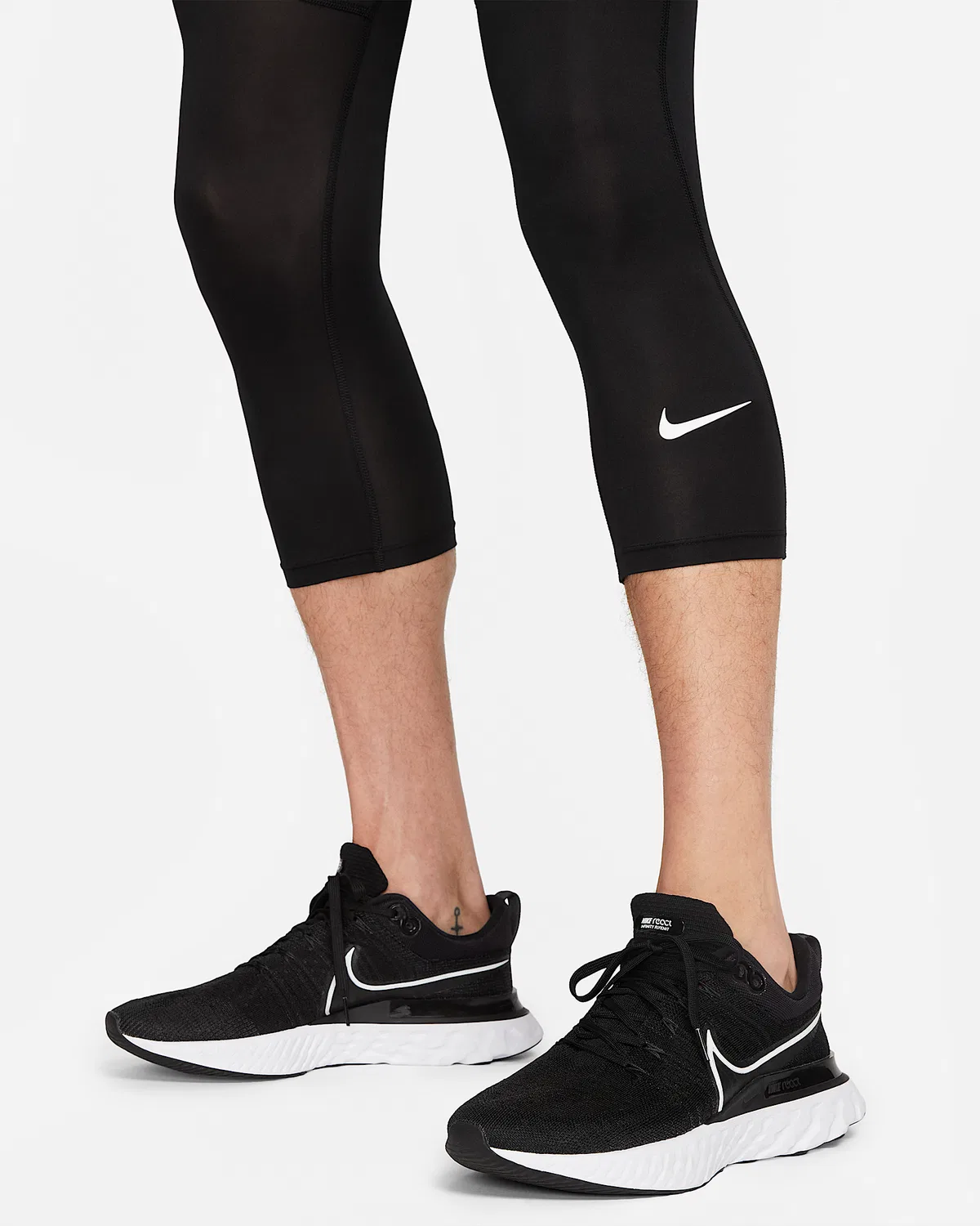 Мужские фитнес-лосины Nike Pro Dri-FIT 3/4, Black/White — фото 4