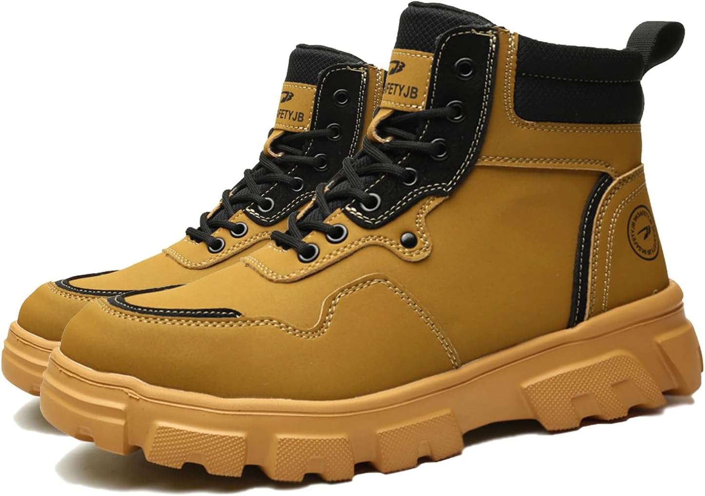 

Ботинки JSTDOIT для мужчин, легкие дышащие высокие ботинки с стальным носком, неразрушимые ботинки с стальным носком, противоскользящие защитные ботинки, Brown-2