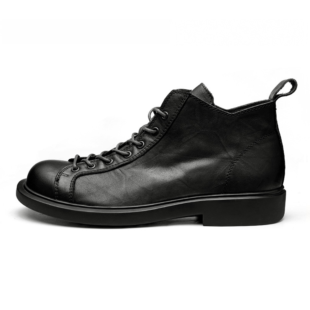

LEYGMENLG Короткие мартинсы мужские черные на каблуке 3 см, цвет Black
