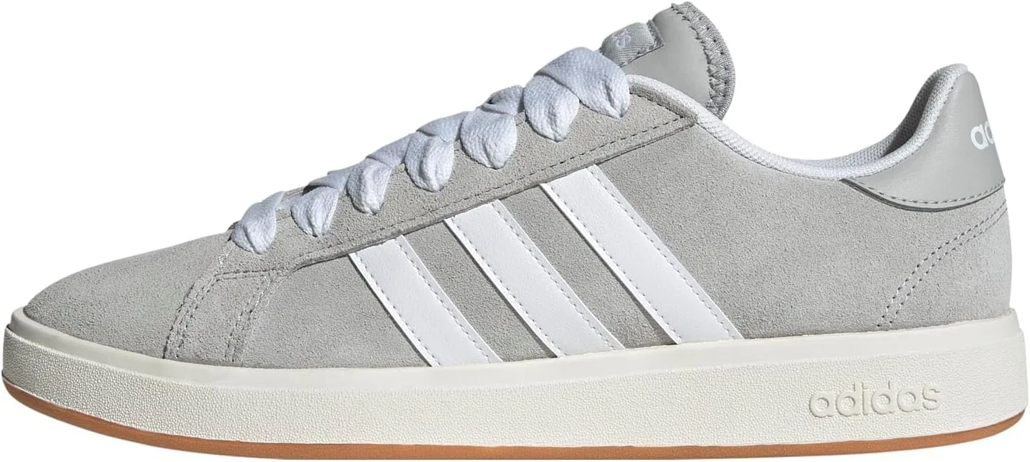 Кроссовки Adidas Unisex Grand Court Base 00s из замши и резины, модель JQ6018, Grey Two Cloud White Gum